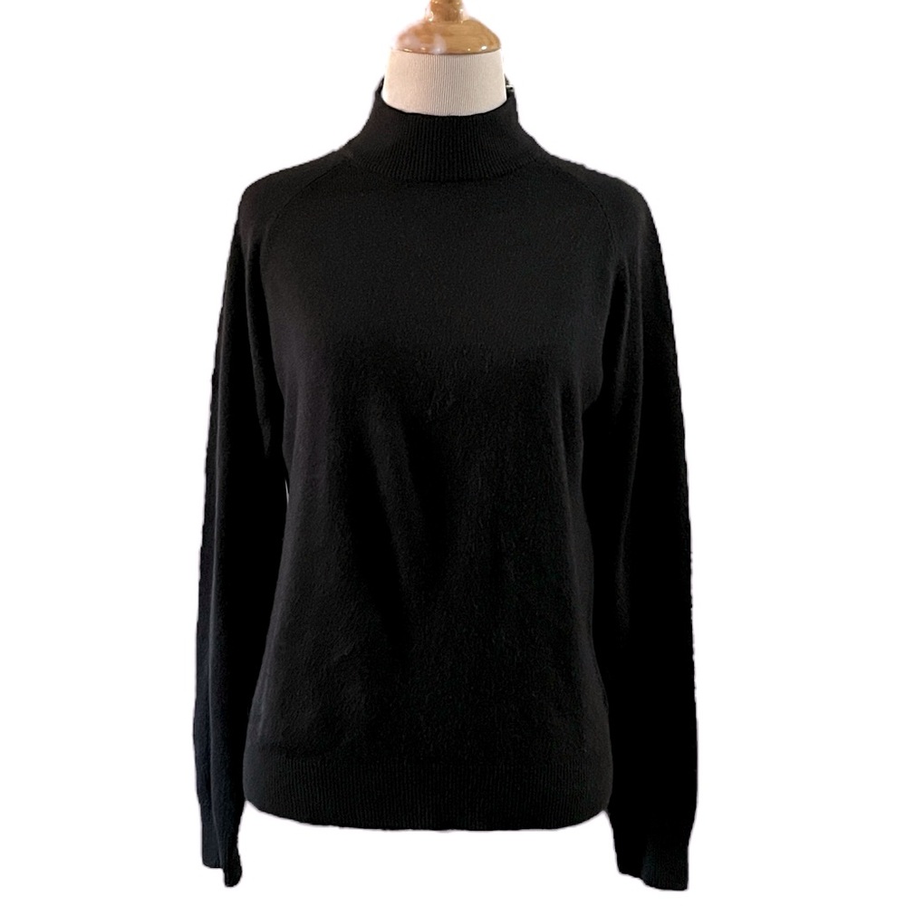 DRAPERS & DAMONS MOCK NECK LONG SLEEVE SOFT SPUN ACRYLIC SWEATER BLACK SIZE S
